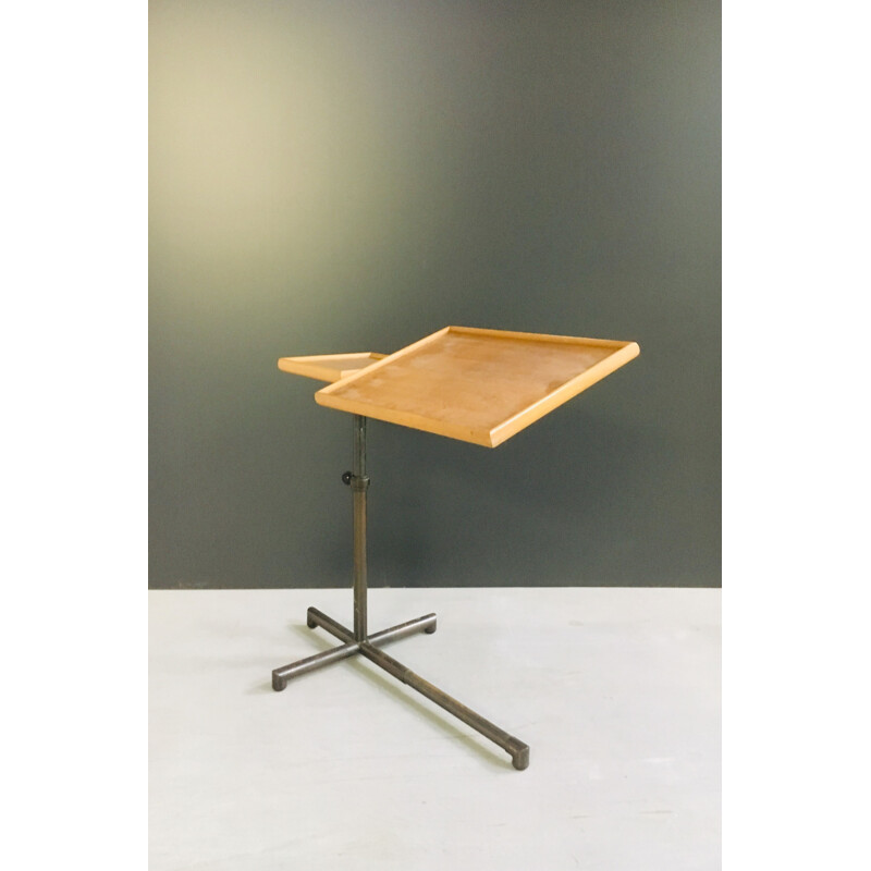 Table d’appoint vintage pour Embru en métal et bois 1930