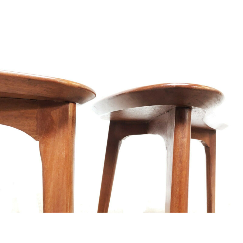 Set of 3 Boomerang coffee tables in teak