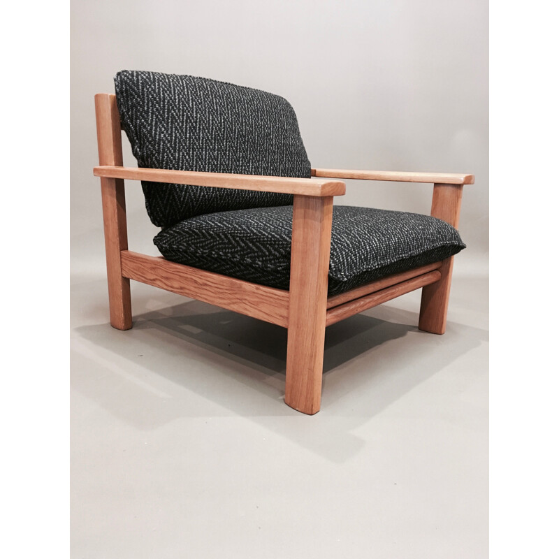 Fauteuil scandinave vintage en chêne massif