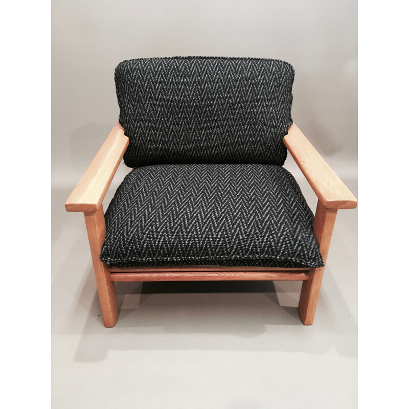 Fauteuil scandinave vintage en chêne massif