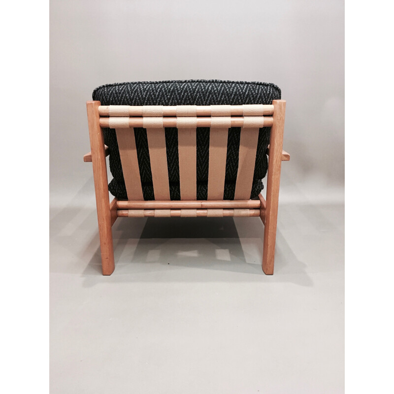 Fauteuil scandinave vintage en chêne massif