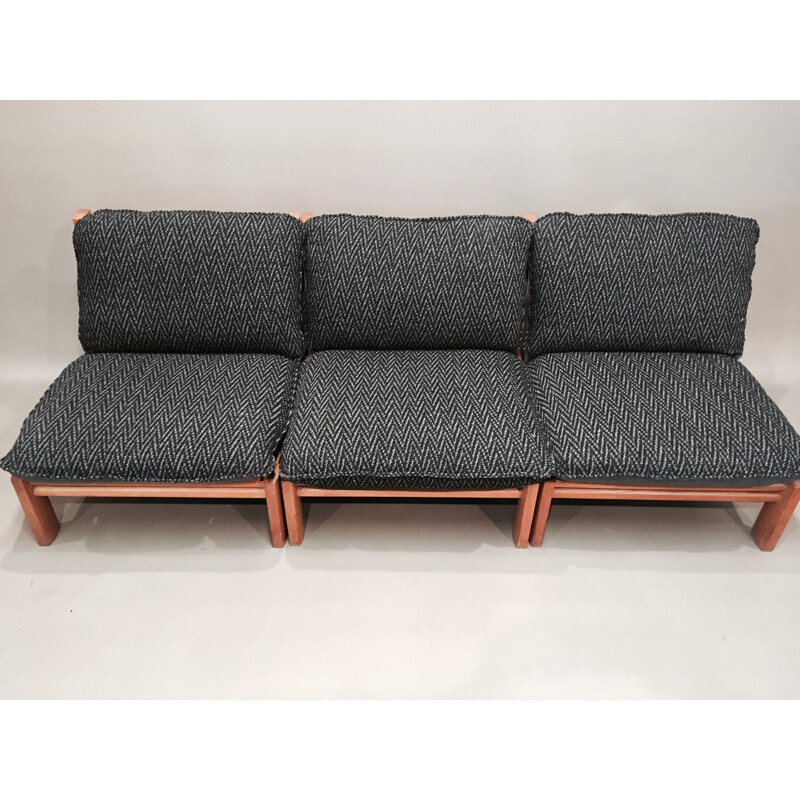 Vintage grey lounge set in solid oak