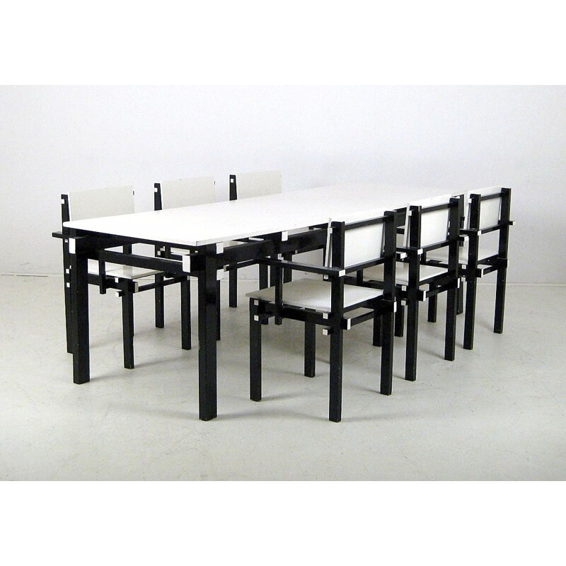 Vintage black and white dining set