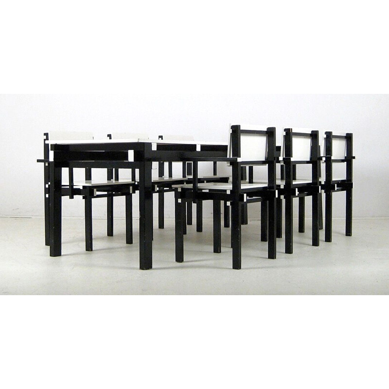 Vintage black and white dining set