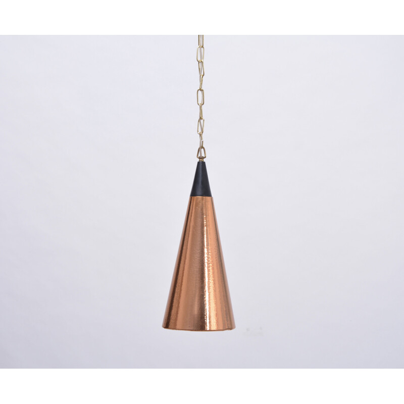 Suspension vintage Cône scandinave en cuir