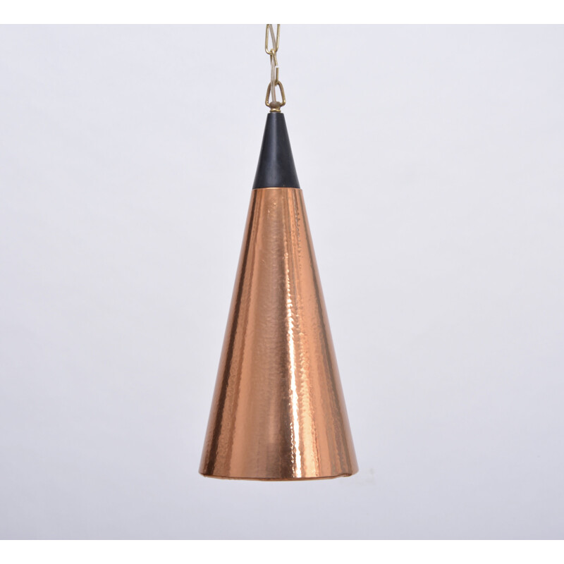 Vintage Scandinavian cone pendant lamp in leather