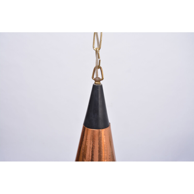 Vintage Scandinavian cone pendant lamp in leather