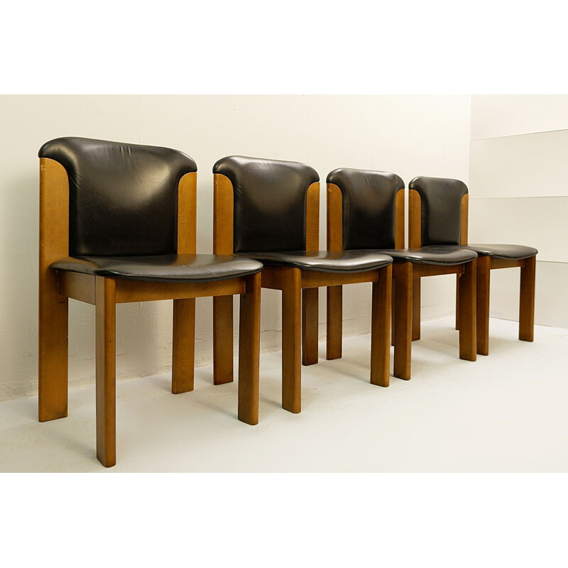 Set of 4 vintage black dining chairs by Silvio Coppola