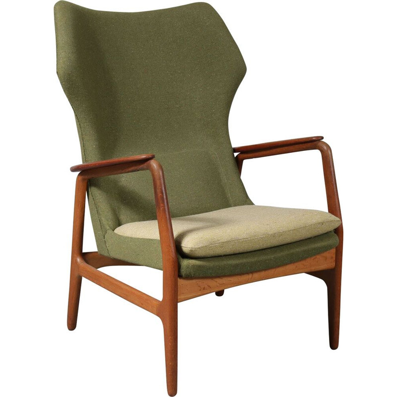 Vintage lounge chair for Bovenkamp in teak and green fabric 1950s