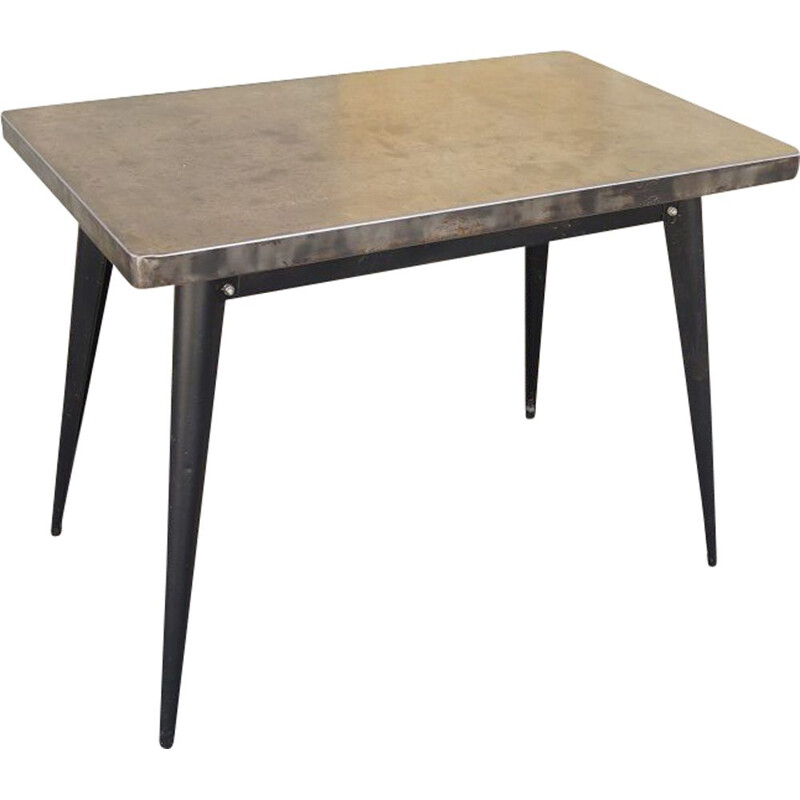 French vintage Tolix table in black metal 1950