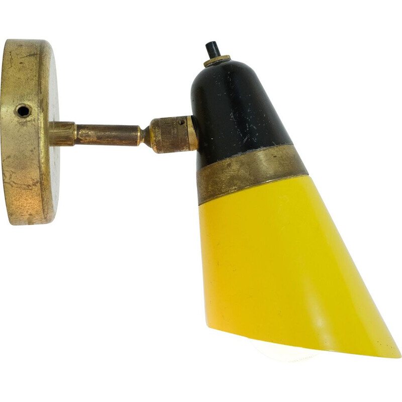 Yellow and black two-tone italian vintage sconce 1950