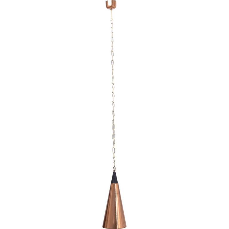 Vintage Scandinavian cone pendant lamp in leather