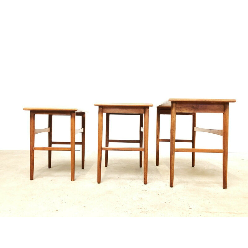 Vintage nesting Danish coffee tables in teak by Kai Kristiansen