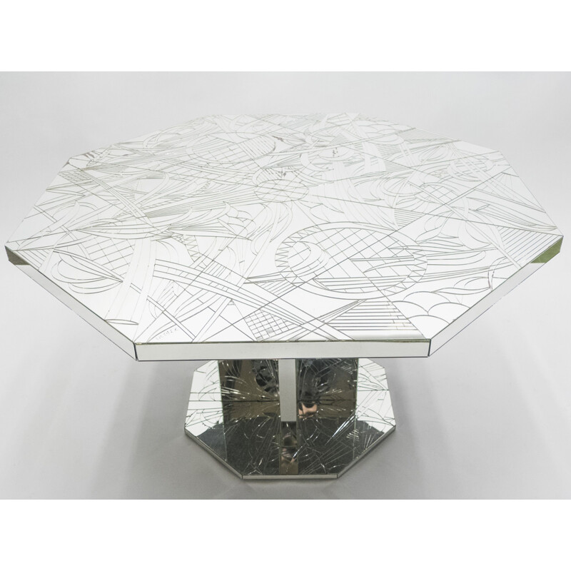 Vintage table in mirror mosaic by Eugene, 1980