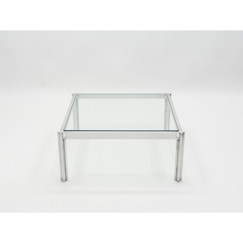 Vintage George Ciancimino square aluminum chrome coffee table