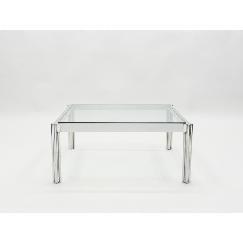 Vintage George Ciancimino square aluminum chrome coffee table