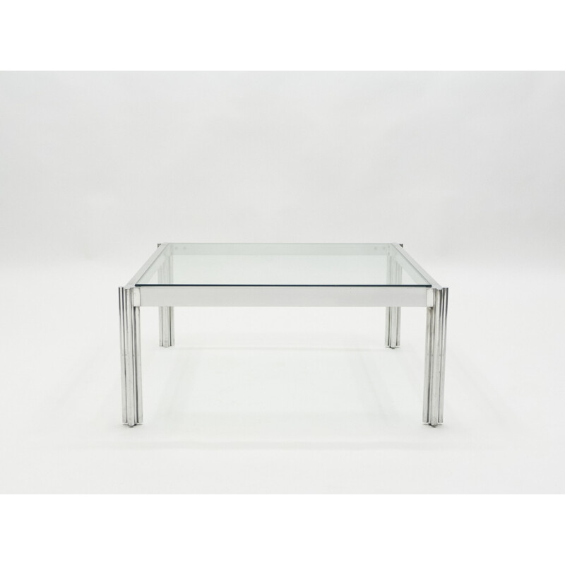 Vintage George Ciancimino square aluminum chrome coffee table