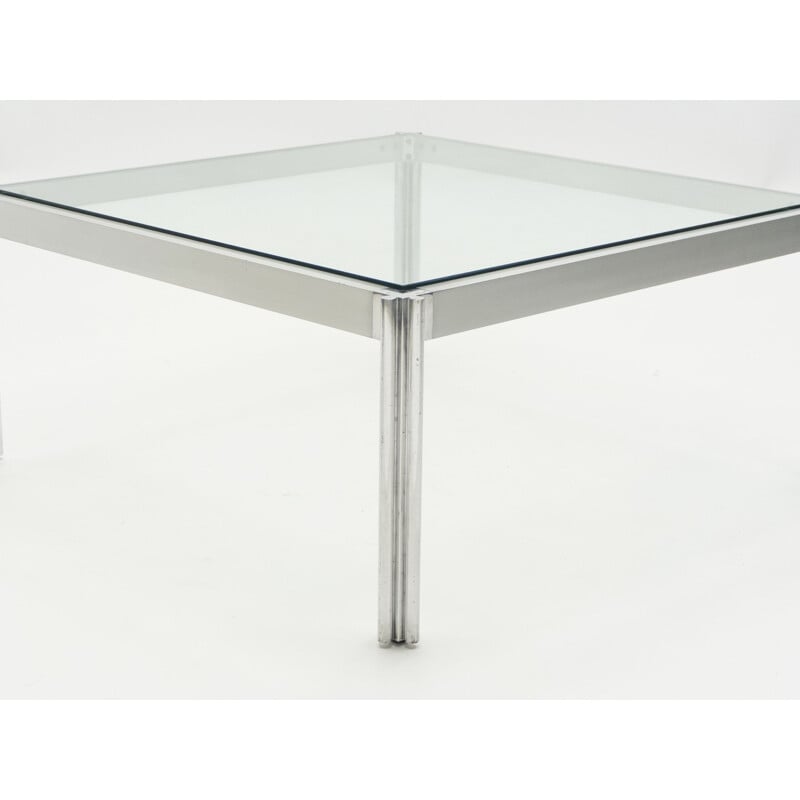 Vintage George Ciancimino square aluminum chrome coffee table