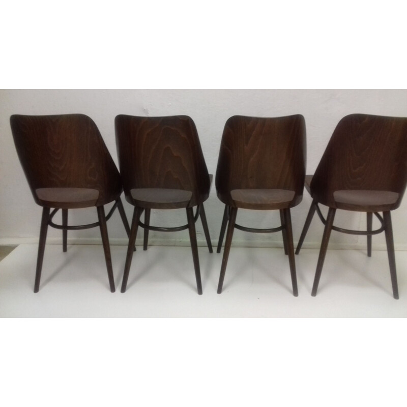 Conjunto de 4 cadeiras de faia Thonet vintage dos anos 60