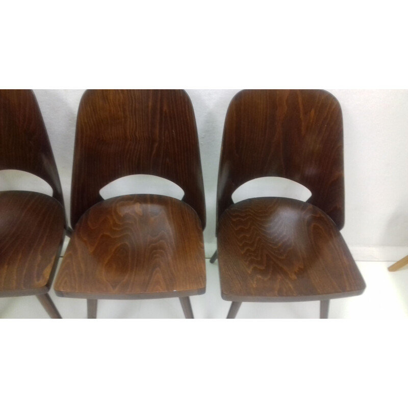 Juego de 4 sillas vintage de madera de haya Thonet de los años 60