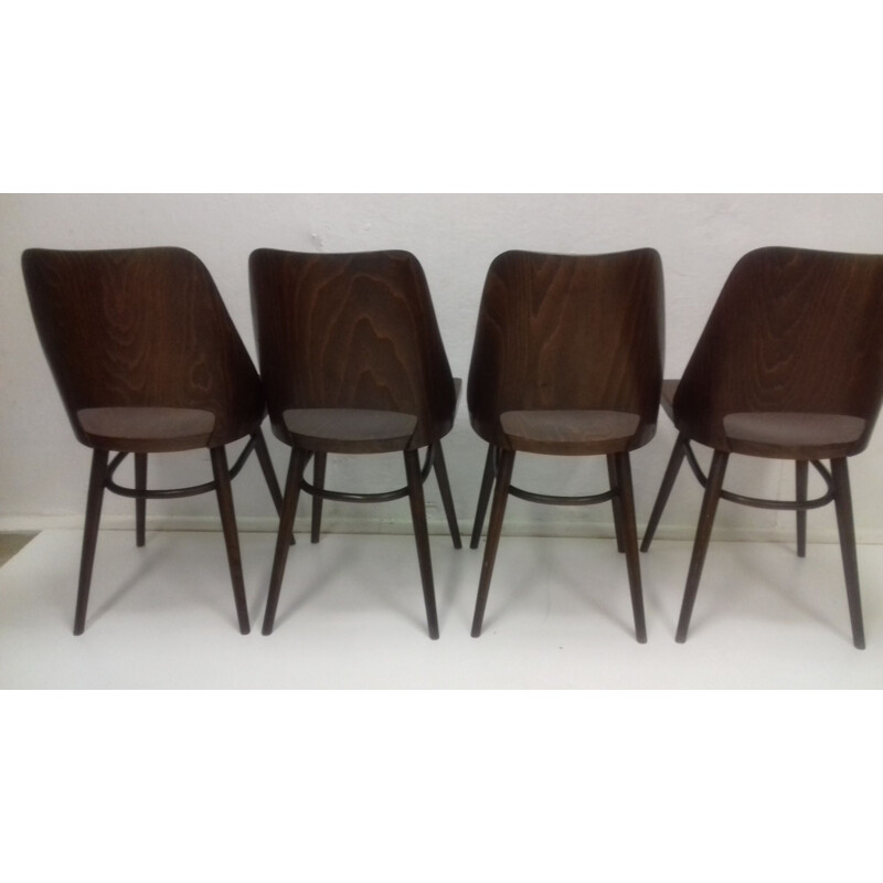 Set van 4 vintage Thonet beukenhouten stoelen uit de jaren 1960