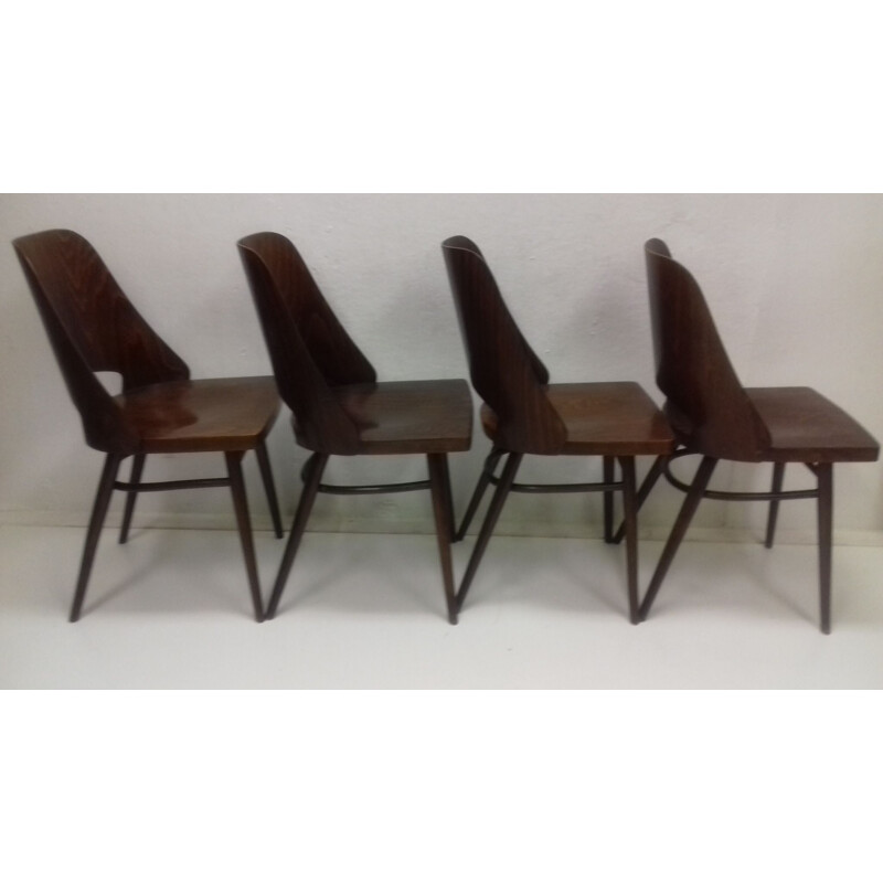 Set di 4 sedie vintage Thonet in faggio degli anni '60