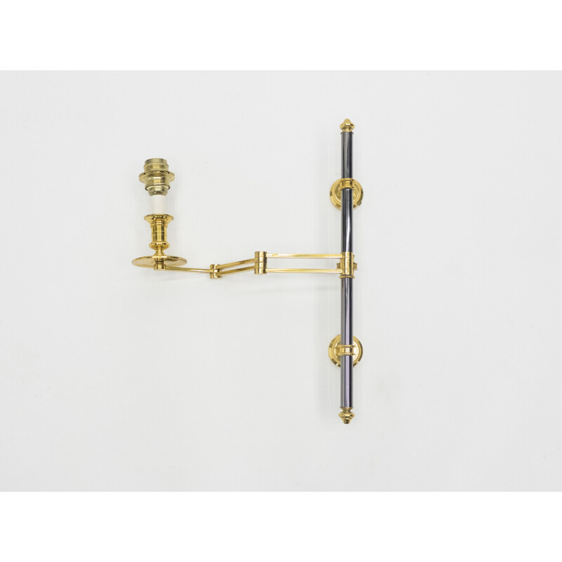 Pair of vintage retractable sconces for Maison Jansen in metal and brass 1960