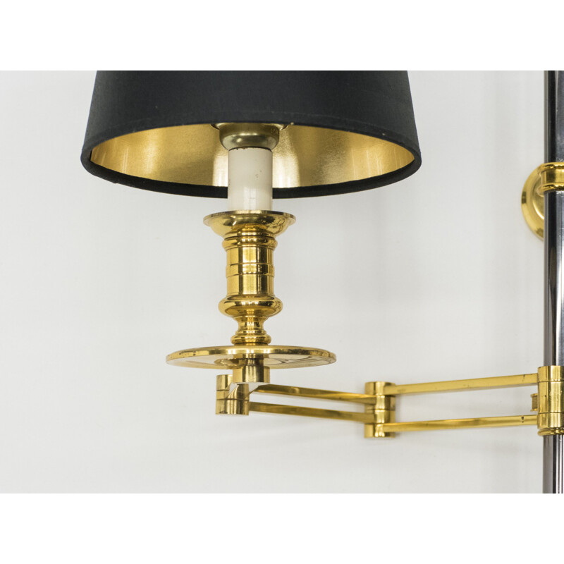 Pair of vintage retractable sconces for Maison Jansen in metal and brass 1960