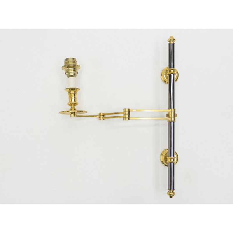 Pair of vintage retractable sconces for Maison Jansen in metal and brass 1960