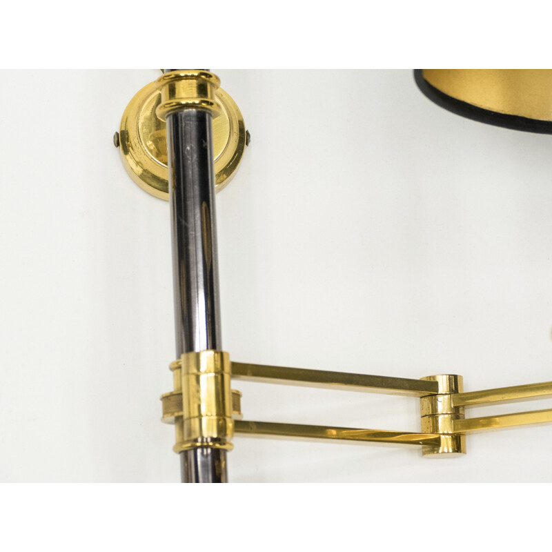 Pair of vintage retractable sconces for Maison Jansen in metal and brass 1960