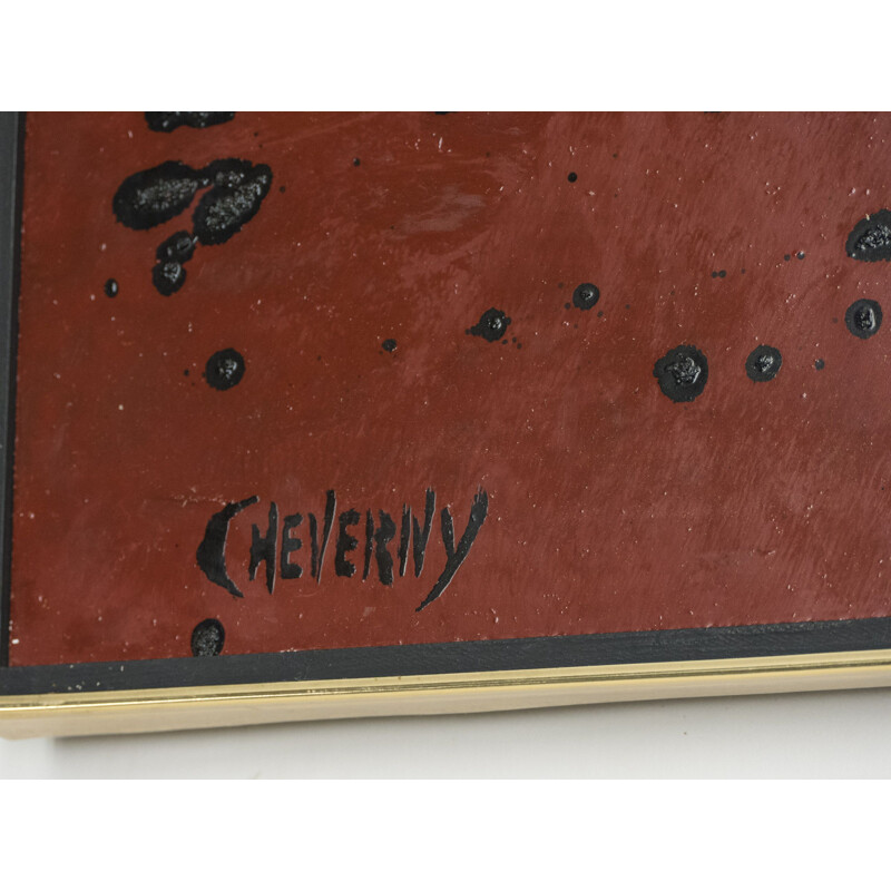 Tableau vintage laqué signé de Philippe Cheverny 1970