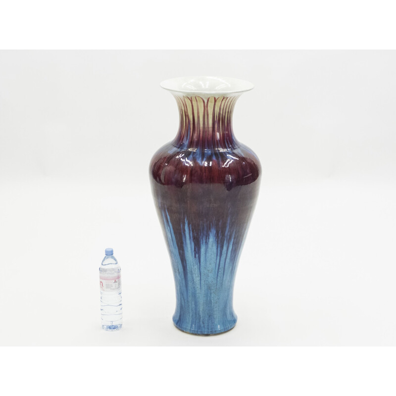 Sehr große Vintage-Vase aus glasierter Keramik 1960