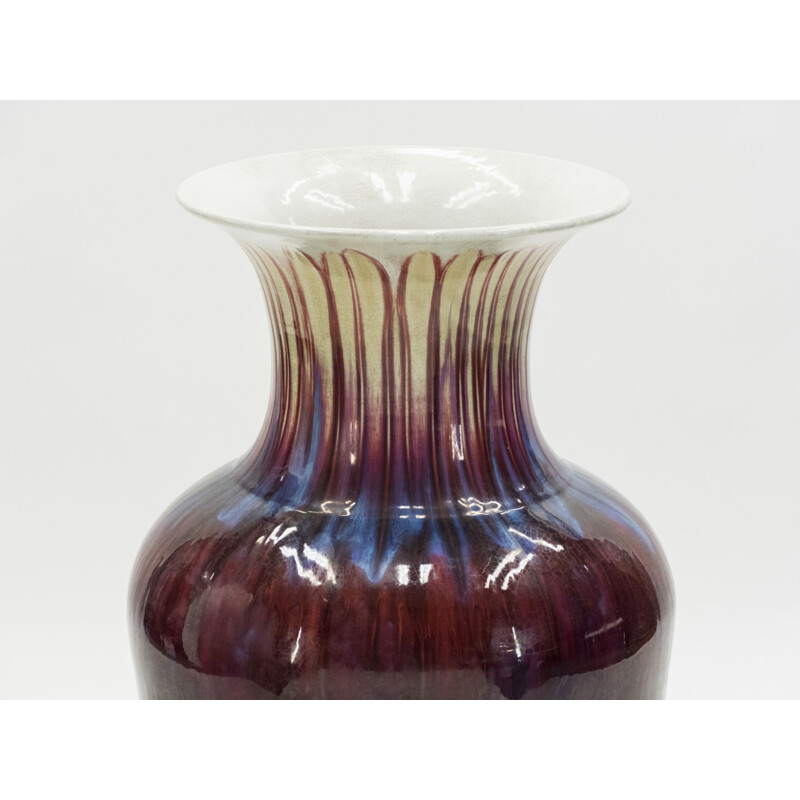 Sehr große Vintage-Vase aus glasierter Keramik 1960