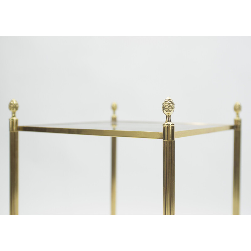 Pair of vintage sofa tables brass mirror by Maison Jansen 1960