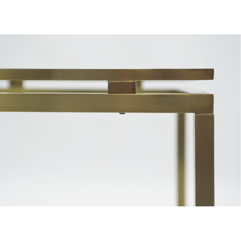 Vintage pair of sofa tables in brass by Guy Lefevre for Maison Jansen 70s