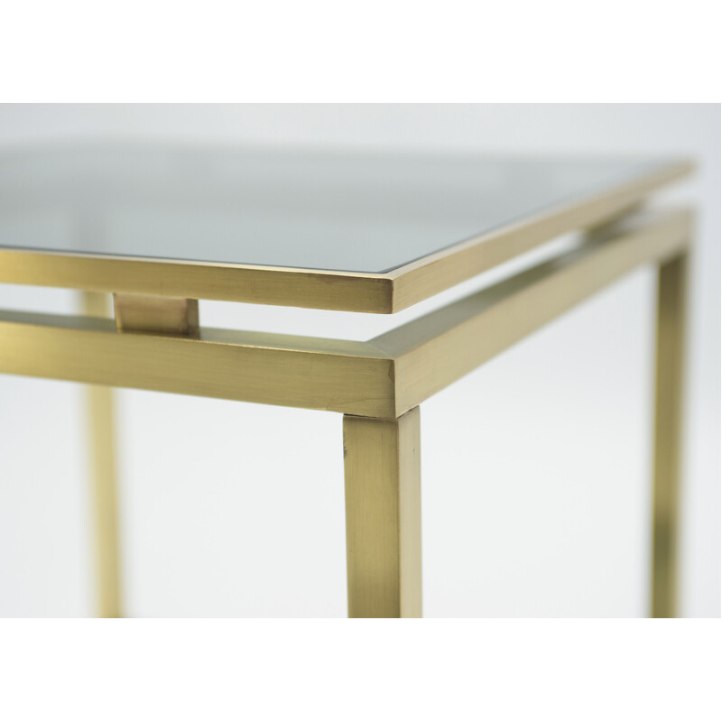 Vintage pair of sofa tables in brass by Guy Lefevre for Maison Jansen 70s