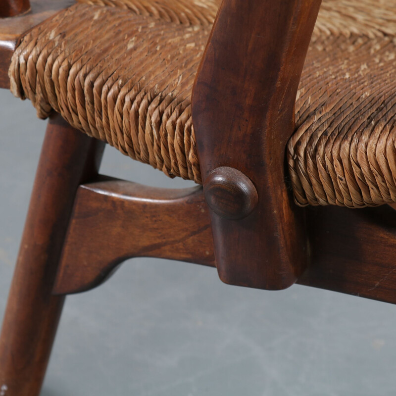 Chaise à bascule vintage en bois par De Ster Gelderland, Pays-Bas des années 1950