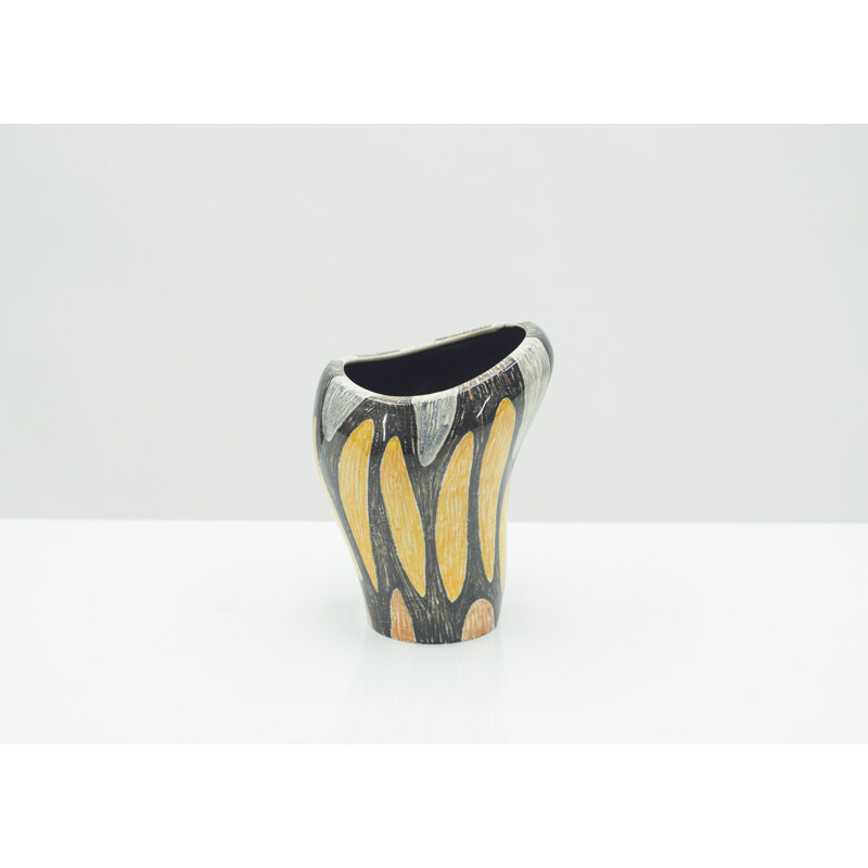 Vase vintage art déco coloré en céramique années 1940