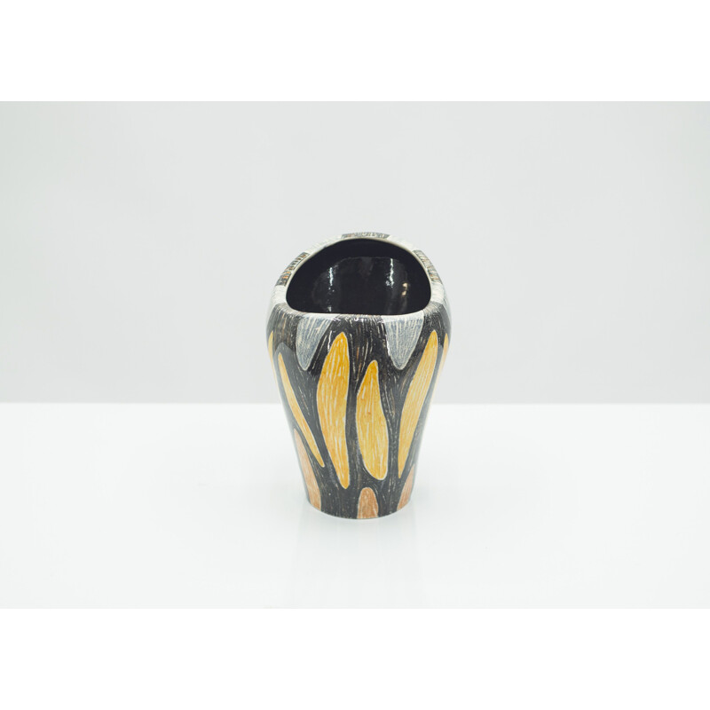 Vase vintage art déco coloré en céramique années 1940