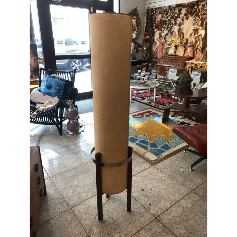 Scandinavian vintage floorlamp in beige canvas and rosewood 1960