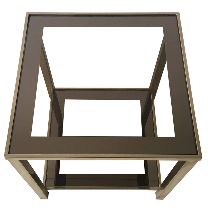 Side table in metal, gold leaf and glass - 1960