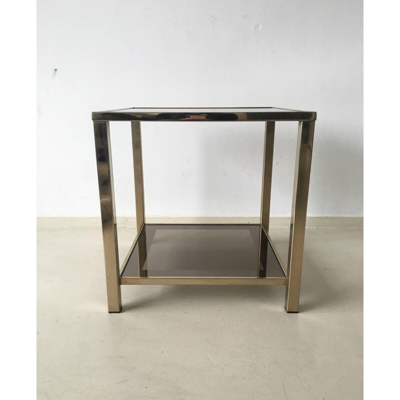 Side table in metal, gold leaf and glass - 1960
