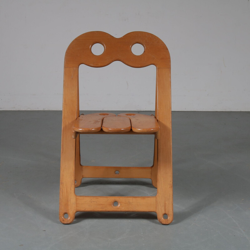 Chaise pliante italienne vintage en bois