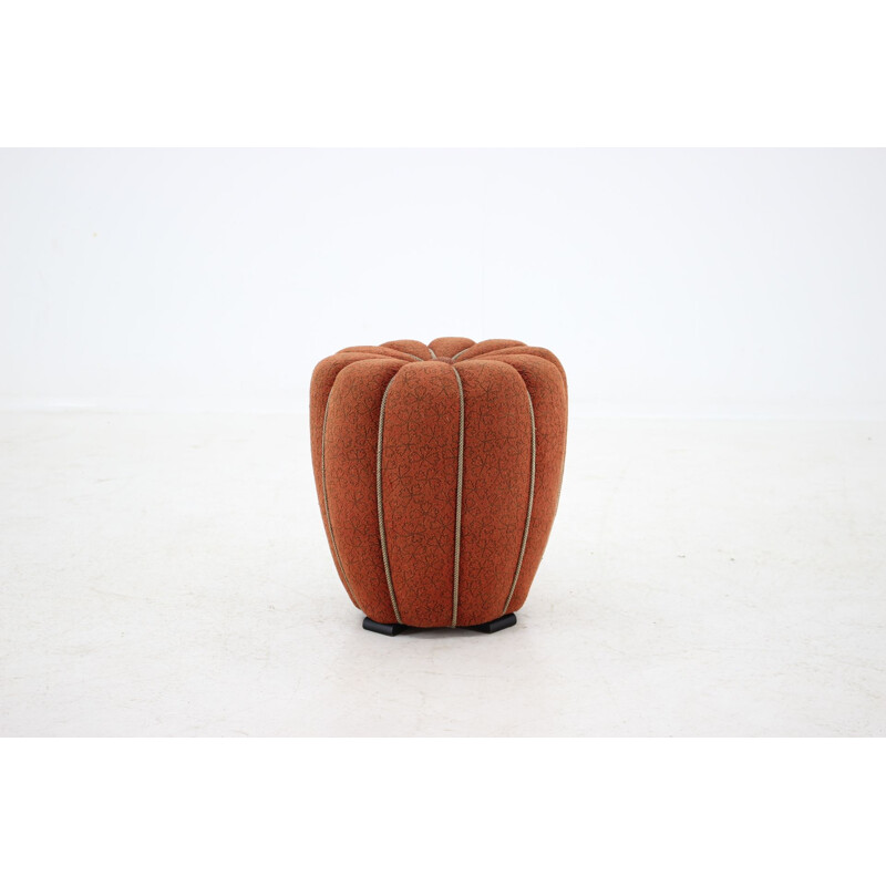Vintage stool in red fabric by Jindrich Halabala