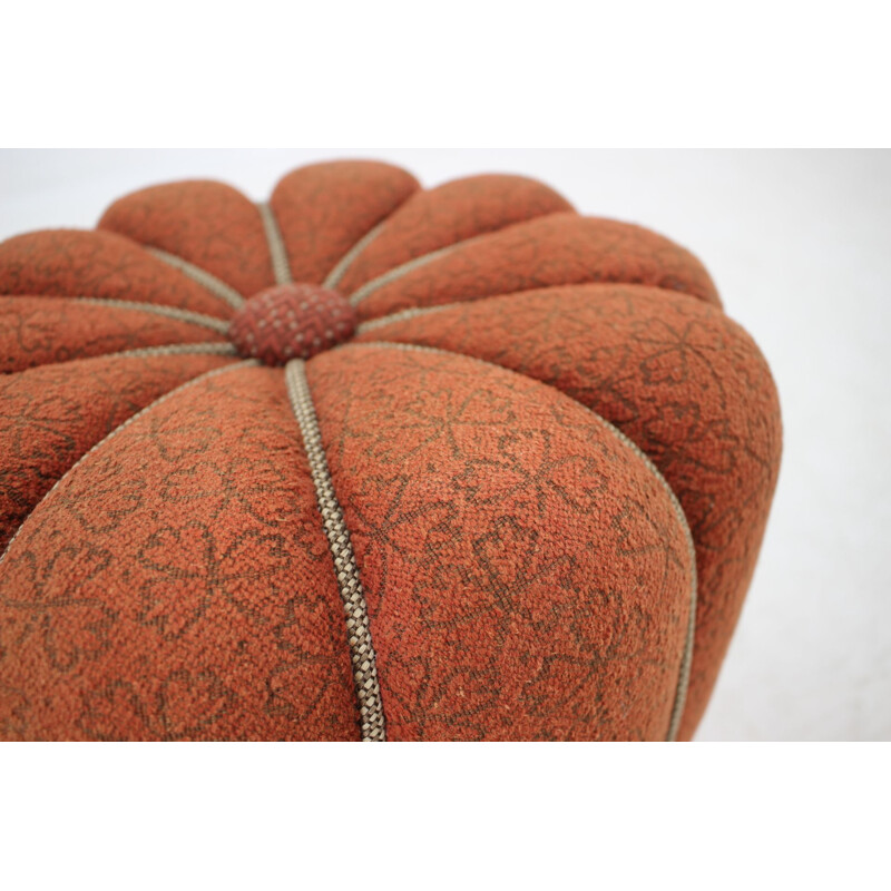 Vintage stool in red fabric by Jindrich Halabala