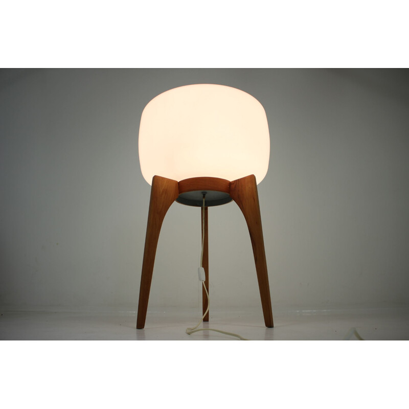 Vintage wooden and glass floor lamp by ÙLUV