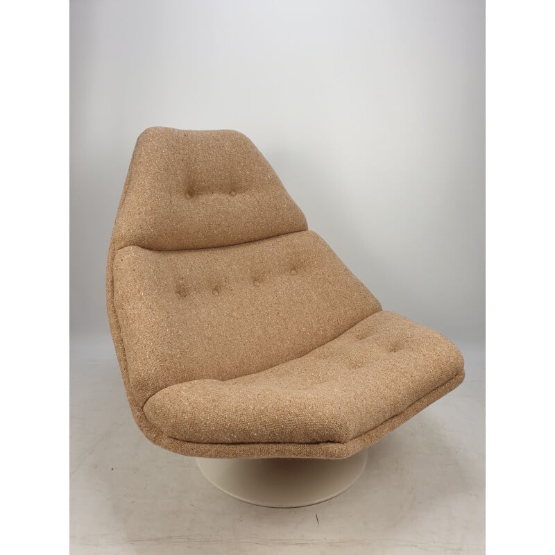 Vintage F510 Lounge Chair for Artifort in brown fabric 1970s