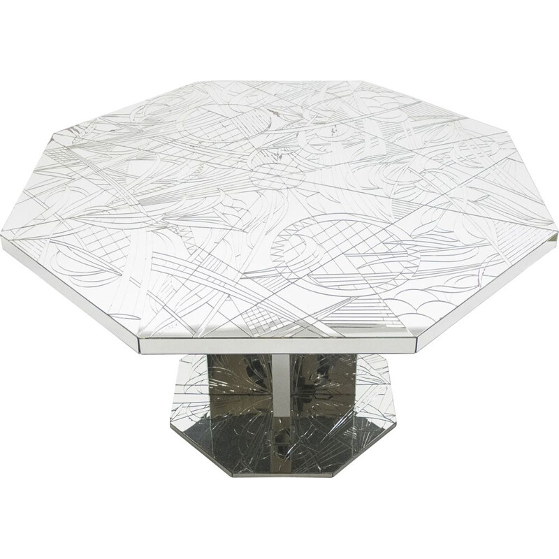 Vintage table in mirror mosaic by Eugene, 1980