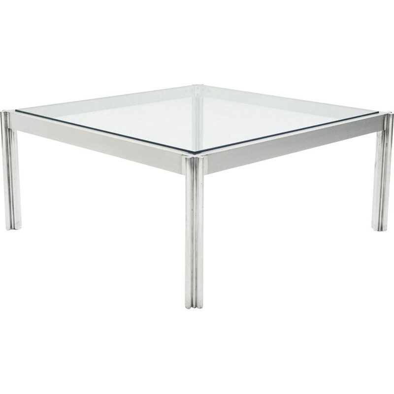 Vintage George Ciancimino square aluminum chrome coffee table