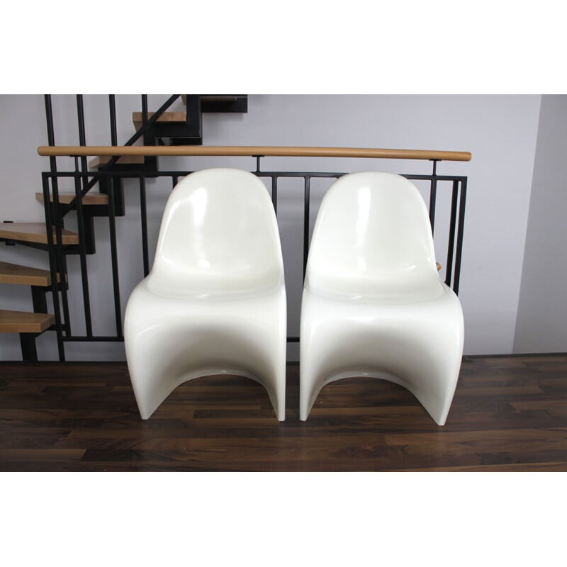 Paire de chaises vintage Baydur pour Verner Panton en polyuréthane blanc 1960
